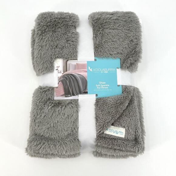 NEW Koolaburra by UGG Shae Sparkle Fur Throw 50” x 60” Lunar Rock / Gray Blanket - Picture 1 of 7